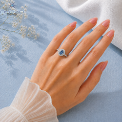 Celestial Blue Oval Double Halo Diamond Ring