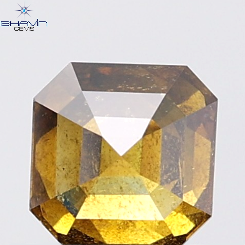 1.02 CT Asscher Diamond Natural Brown Orange Color I2 Clarity (5.53 MM)
