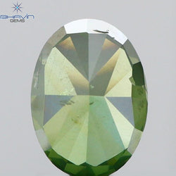 0.41 CT Oval Shape Natural Diamond Green Color I1 Clarity (5.19 MM)