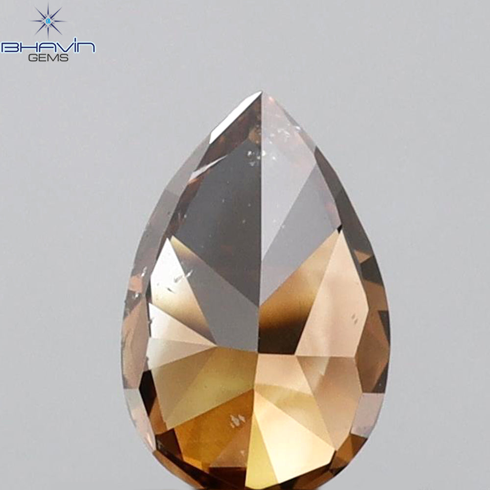 0.46 CT Pear Shape Natural Diamond Red Brown Color SI1 Clarity (6.10 MM)