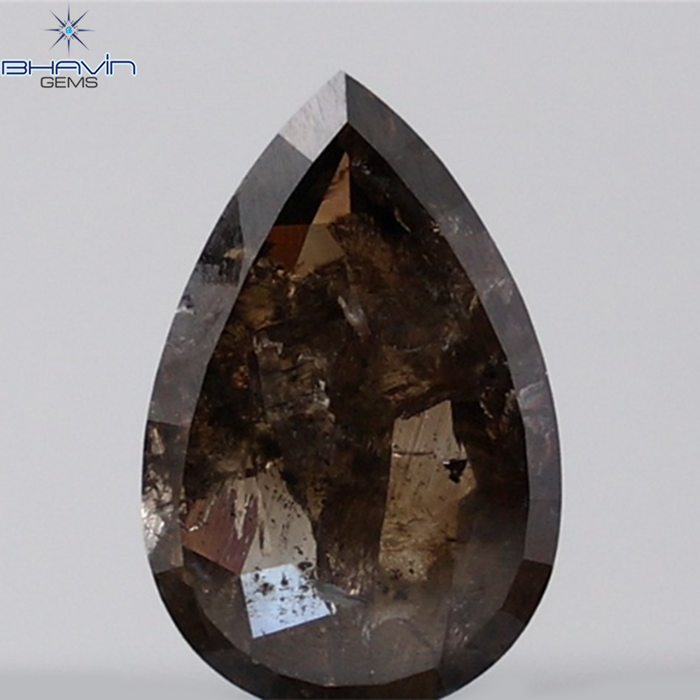 3.09 CT Pear Shape Natural Diamond Brown Color I3 Clarity (12.78 MM)
