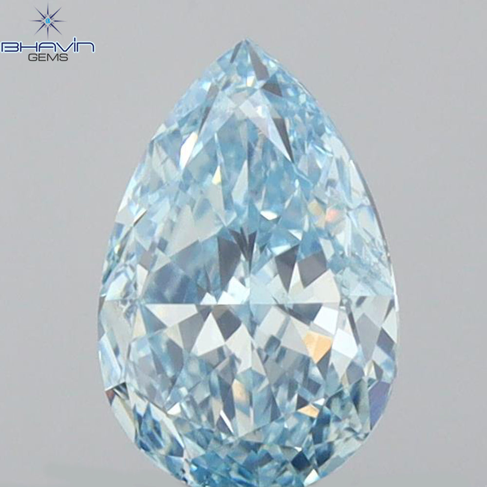 0.69 CT Pear Shape Natural Diamond Blue Color VS1 Clarity (7.03 MM)