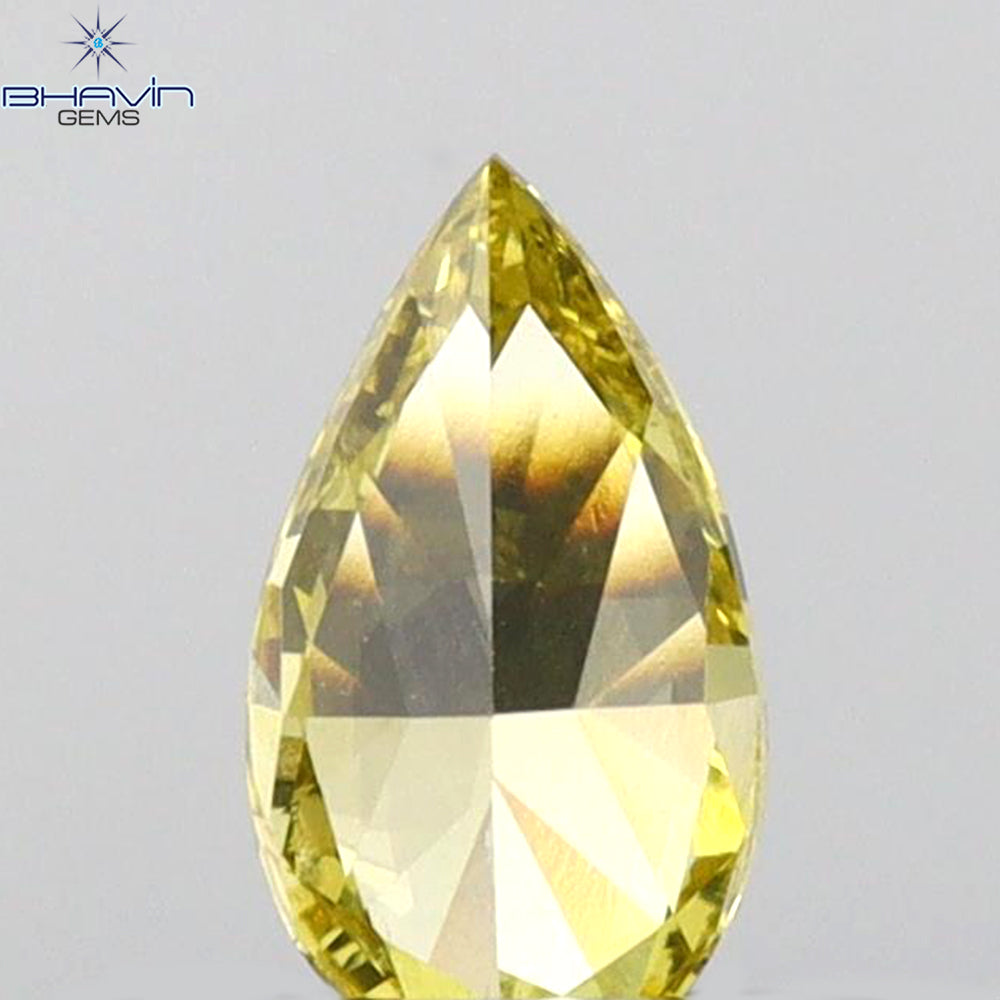 0.30 CT Pear Shape Natural Diamond Green (Chameleon) Color VS2 Clarity (6.13 MM)