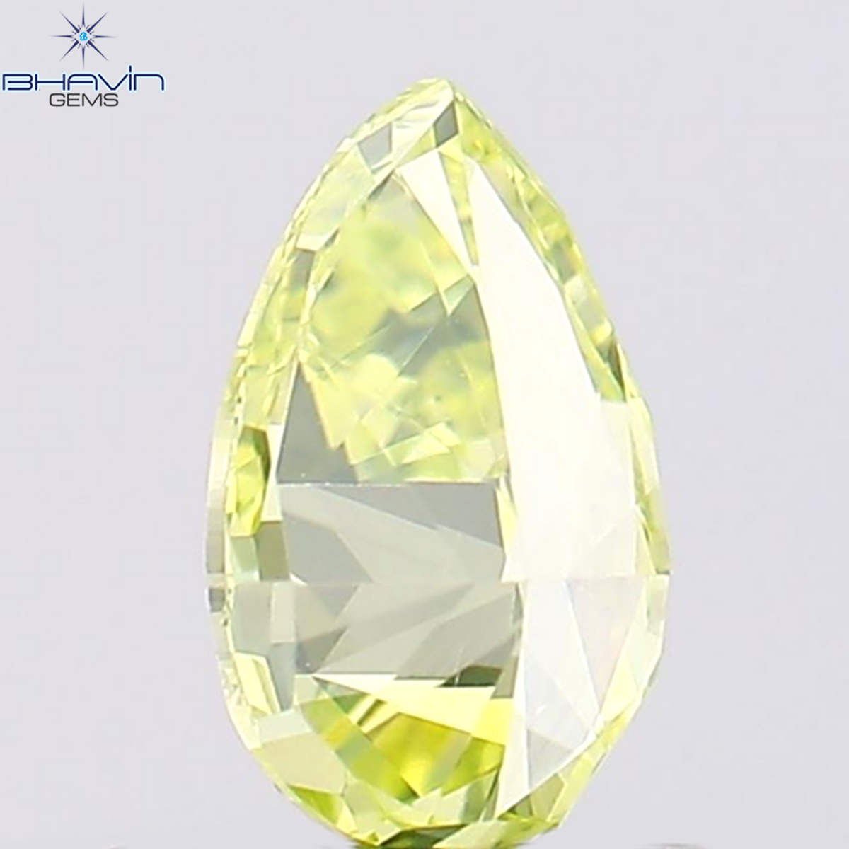 0.38 CT ペアシェイプ ナチュラル ダイヤモンド 緑がかった黄色 VS1 クラリティ (5.55 MM)
