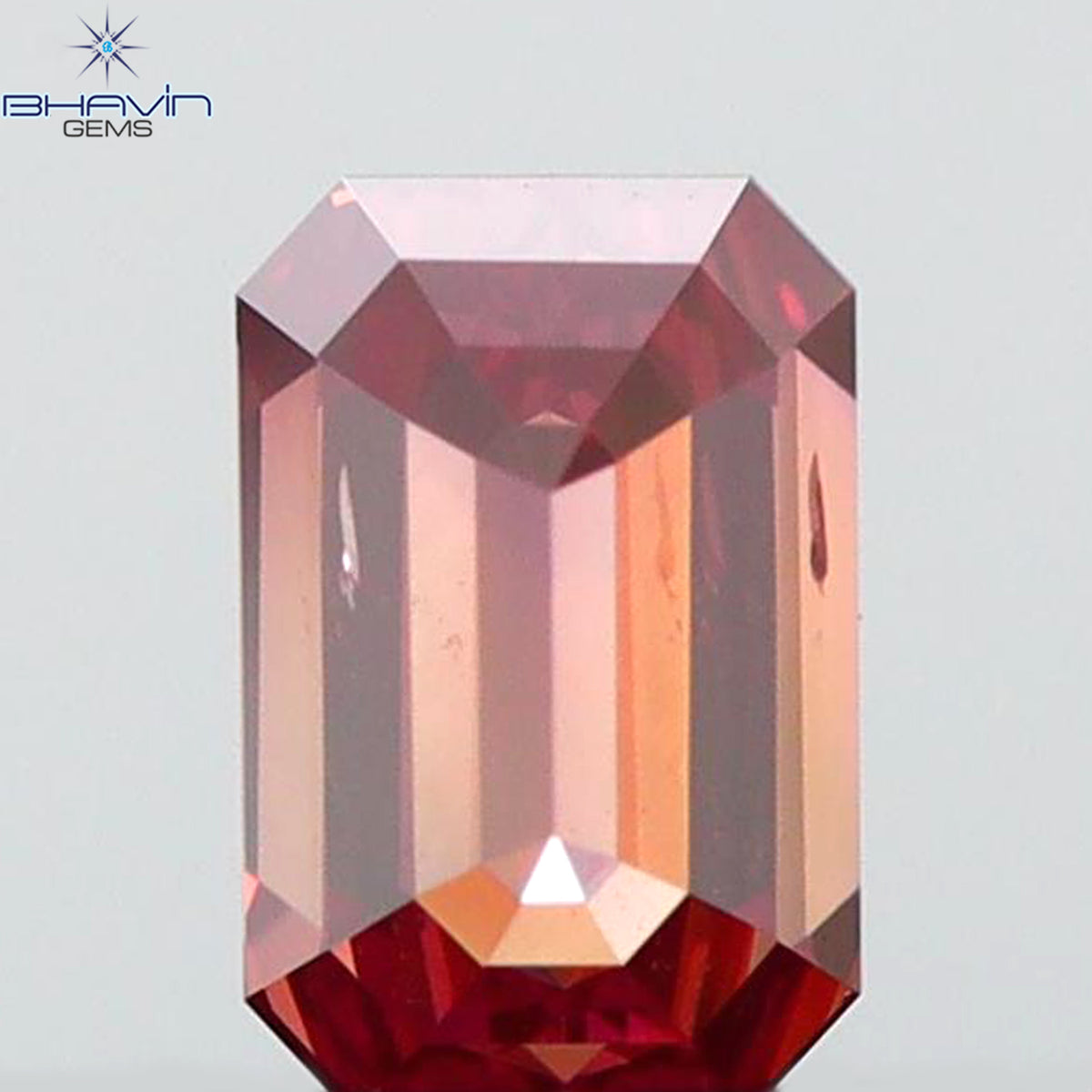 0.39 CT エメラルドシェイプ 天然ダイヤモンド ピンクカラー VS1 クラリティ (4.88 MM)