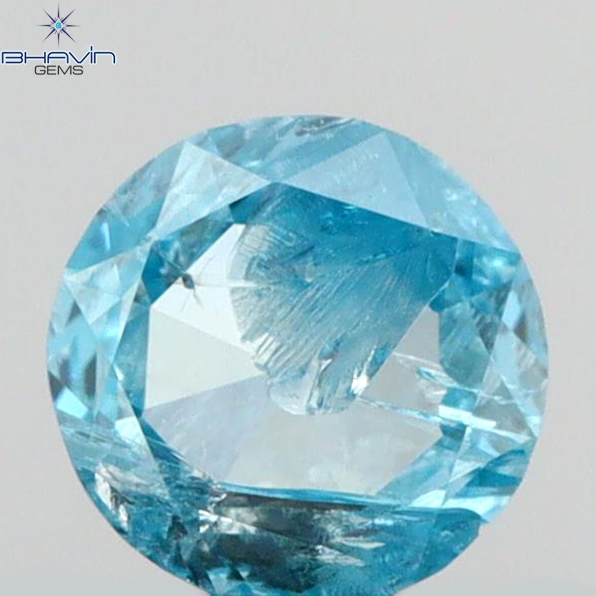 0.18 CT Natural Round Rose Cut Diamond Enhanced Intense Blue Color Clarity I2 (3.93 MM)