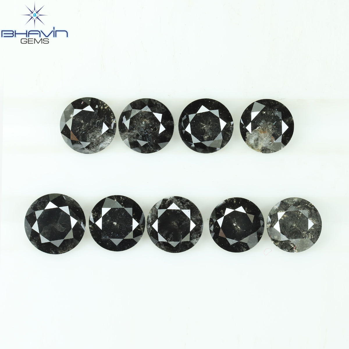 1.00 CT/6 個 ラウンド シェイプ ナチュラル ルース ダイヤモンド ソルト アンド ペッパー カラー I3 クラリティ (3.52 MM)