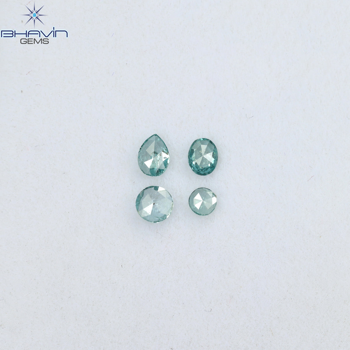 0.29 CT/4 Pcs Mix Shape Natural Diamond Blue Color I1 Clarity (3.60 MM)