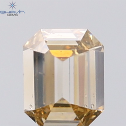 1.02 CT Emerald Diamond Natural Brown Orange Color SI1 Clarity (5.60 MM)