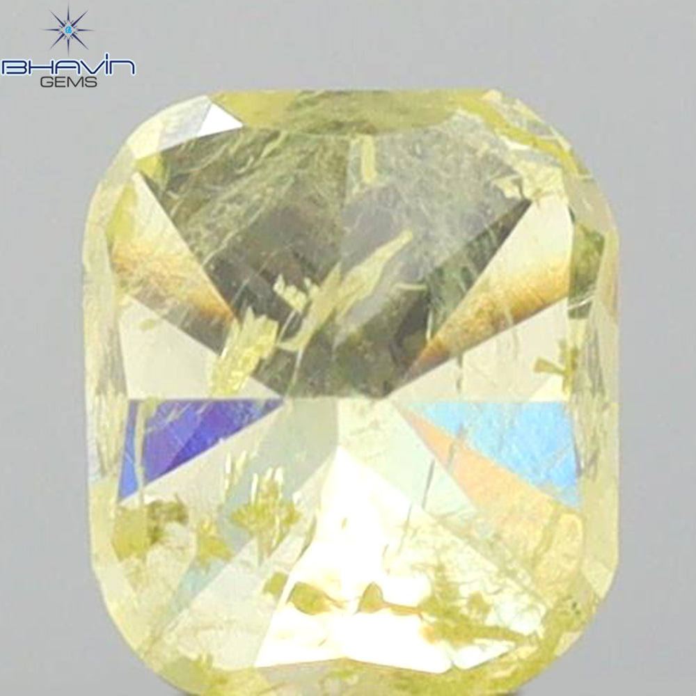 0.62 CT Cushion Shape Natural Diamond Yellow Color I3 Clarity (4.82 MM)