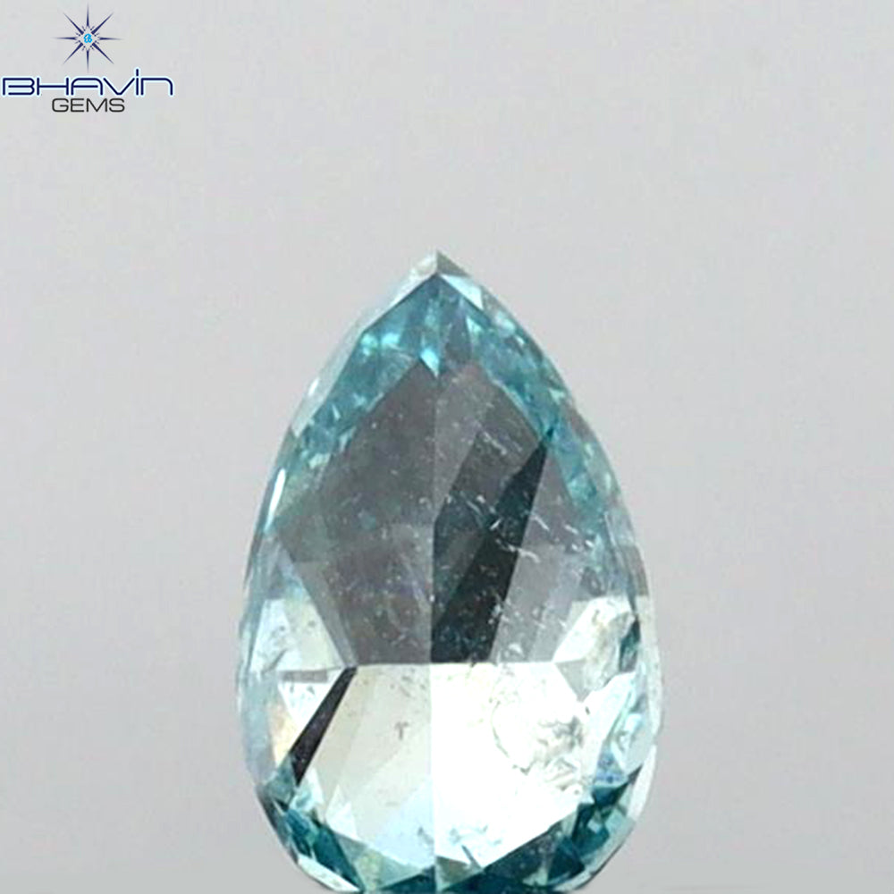 0.23 CT ペアシェイプ ナチュラル ダイヤモンド グリーン カラー I2 クラリティ (6.27 MM)