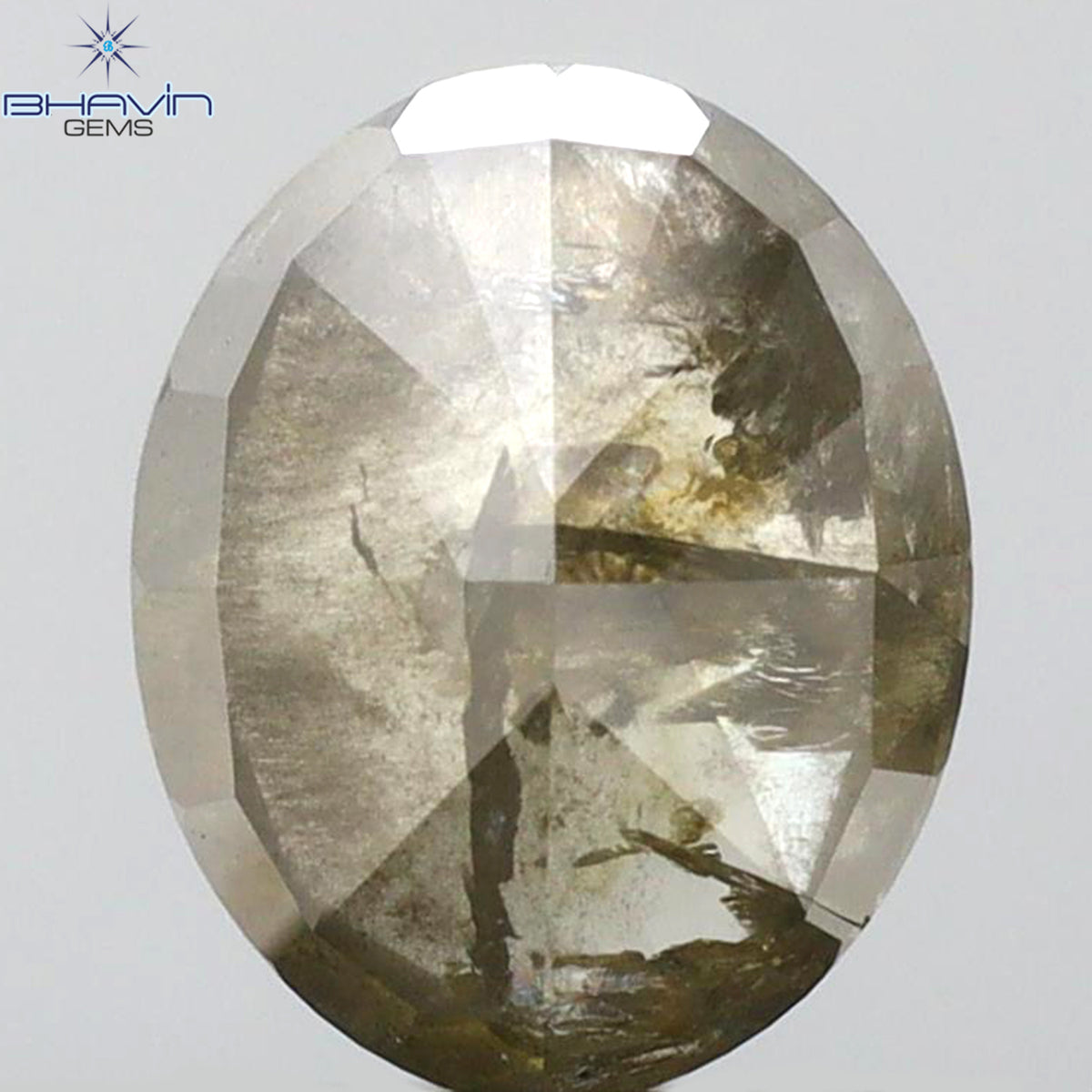 1.75 CT オーバルシェイプ 天然ダイヤモンド ソルト＆ペーパーカラー I3 クラリティ (8.04 MM)
