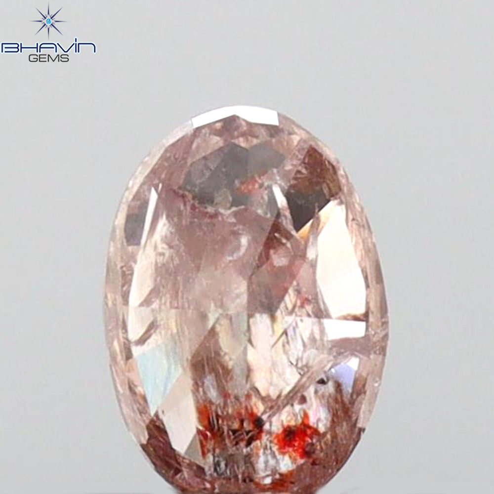 0.38 CT Oval Shape Natural Diamond Pink Color I3 Clarity (5.40 MM)