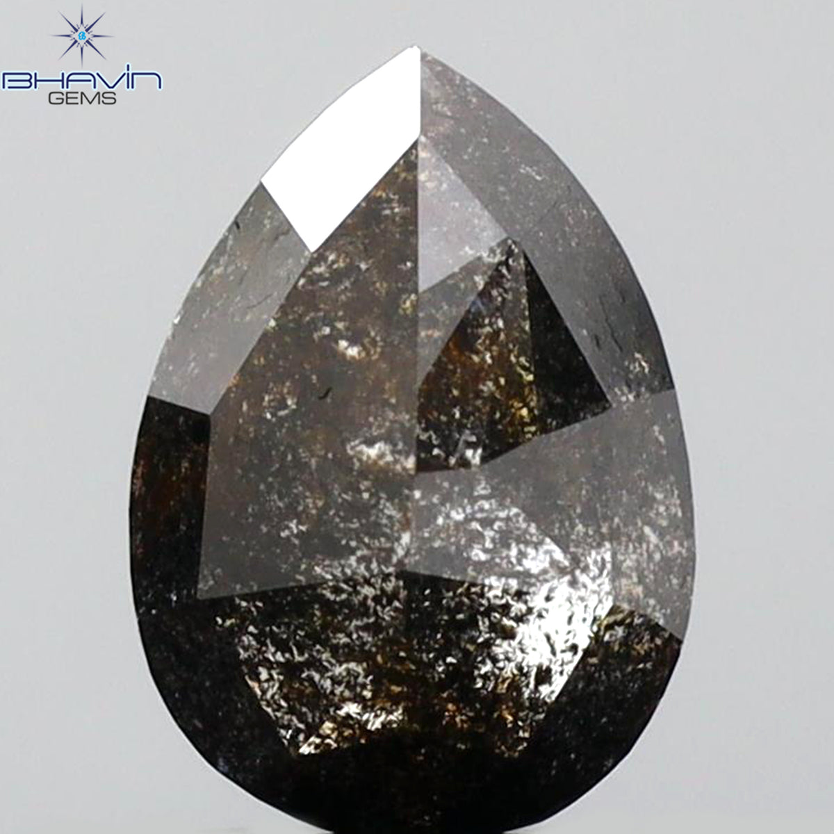 1.26 CT ペアシェイプ 天然ルースダイヤモンド ソルト＆ペッパーカラー I3 クラリティ (6.00 MM)