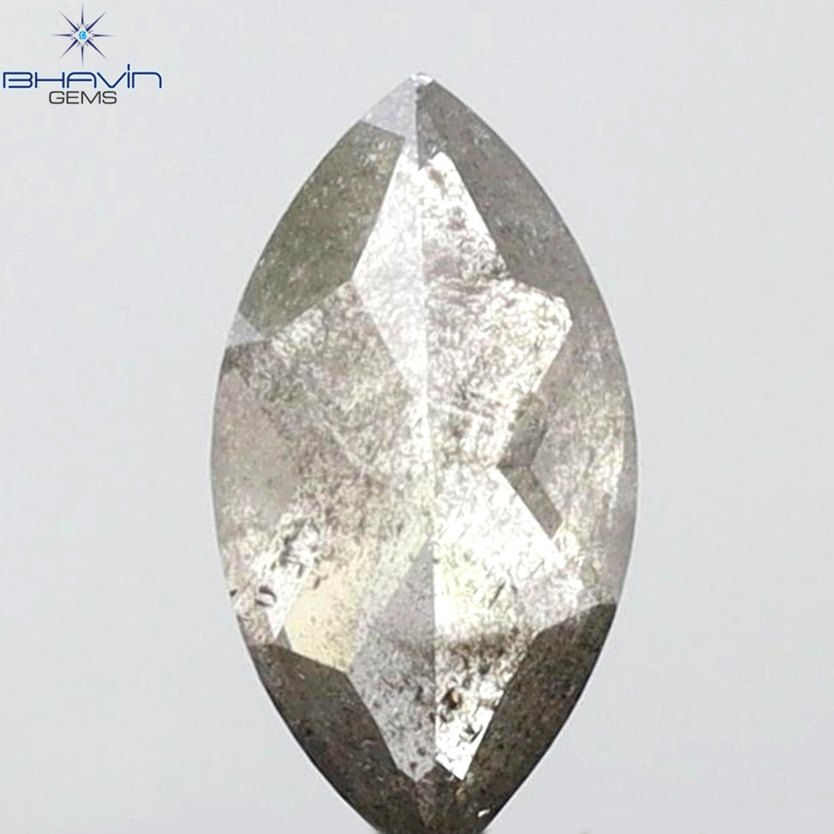 0.73 CT マーキスシェイプ 天然ルースダイヤモンド ブラック（ソルトアンドペッパー）カラー I3 クラリティ（8.10 MM）