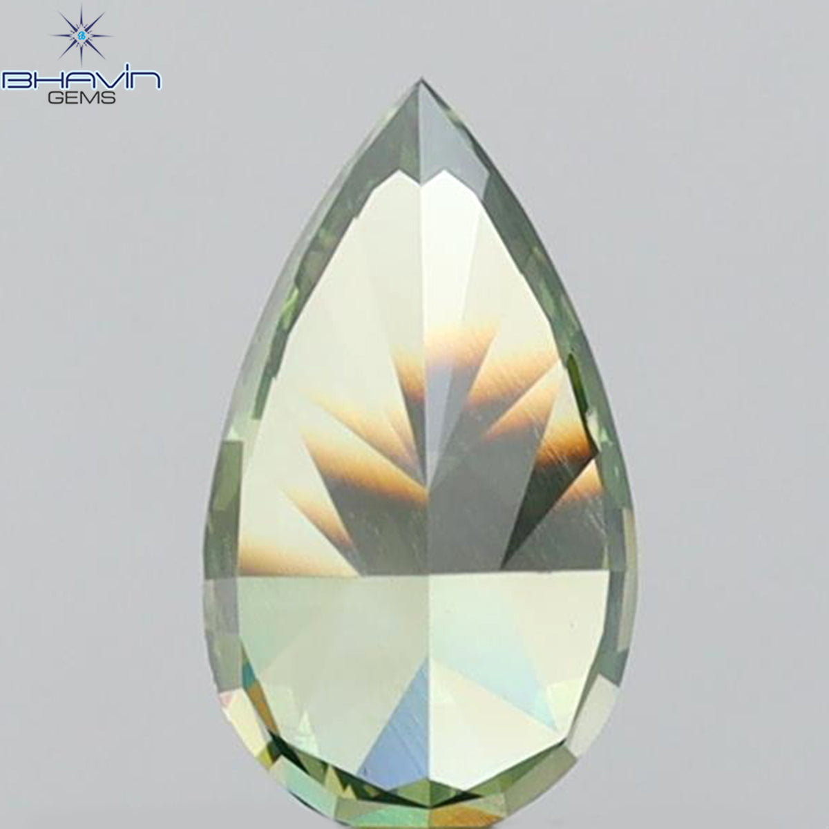 0.61 CT Natural Pear Diamond Enhanced Vivid Green Color Clarity VS2 (7.22 MM)