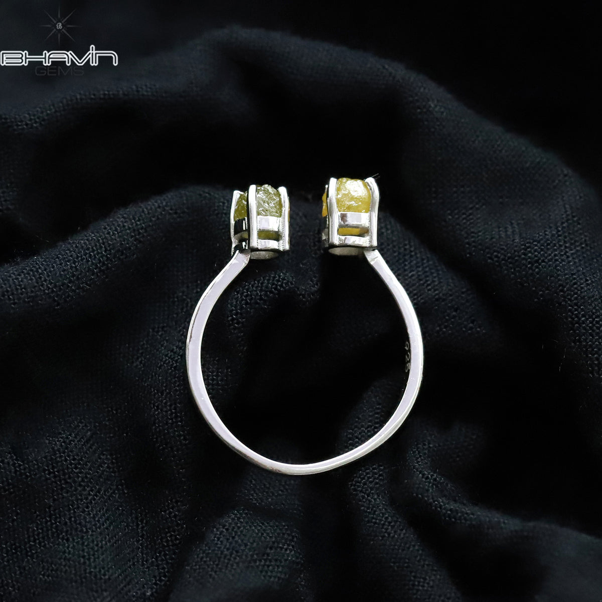 Natural Raw Diamond Open Cuff Ring