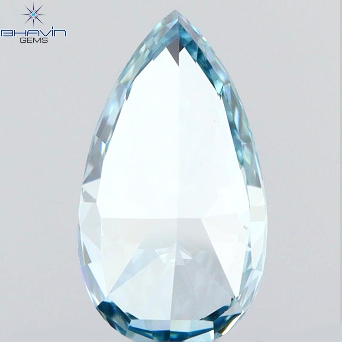0.41 CT Natural Pear Diamond Enhanced Intense Blue Color Clarity VS1 (6.56 MM)
