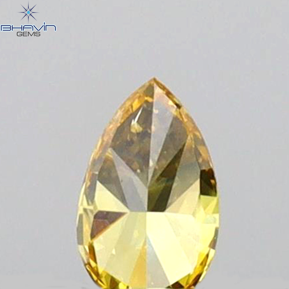 0.08 CT Pear Shape Natural Diamond Orange Color VS1 Clarity (3.76 MM)