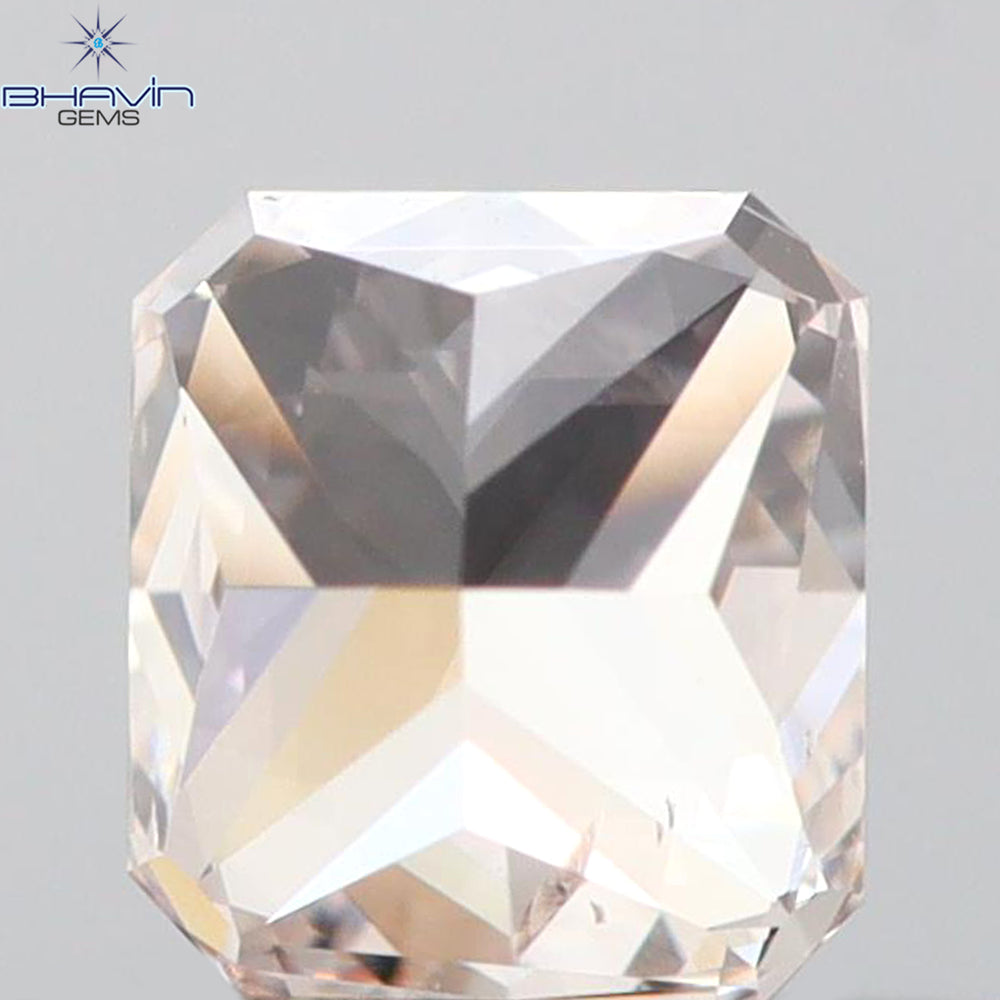 GIA Certified 0.31 CT Radiant Shape Natural Diamond Pinkish Brown Color I1 Clarity (3.89 MM)