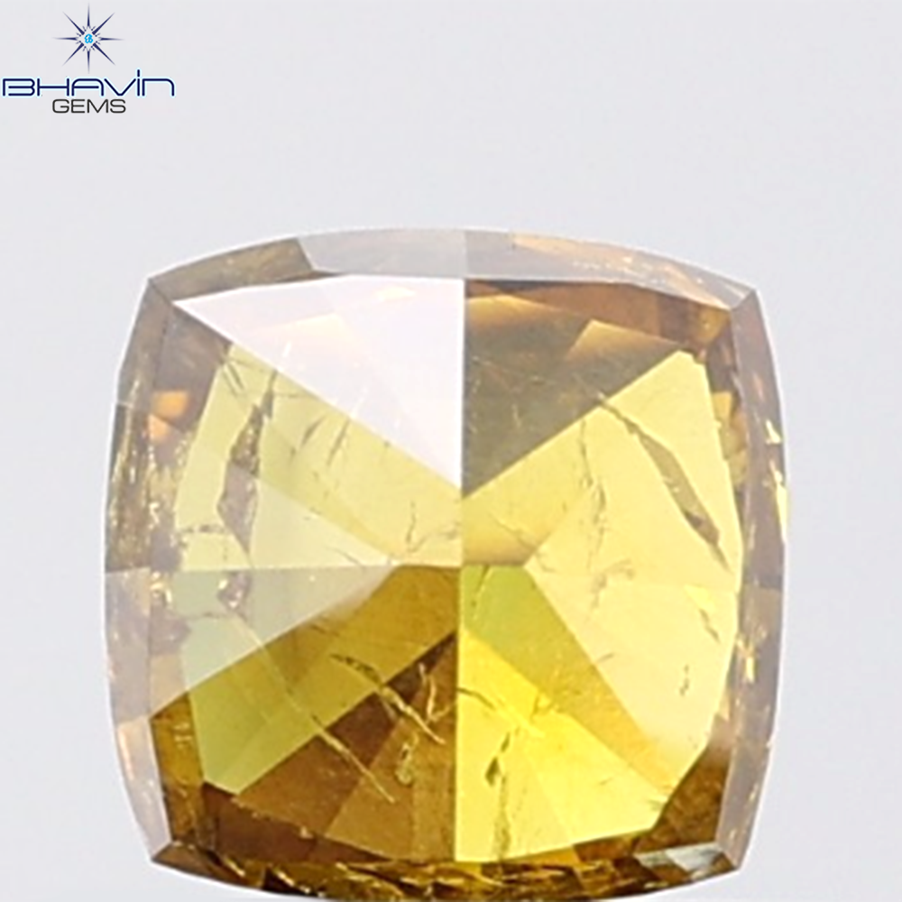 0.81 CT Cushion Diamond Natural Brown Orange Color I2 Clarity (5.13 MM)