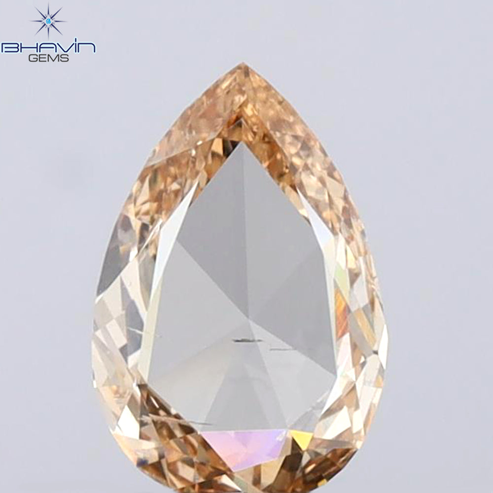 1.29 CT Pear Shape Natural Diamond Orange Brown Color SI1 Clarity (10.85 MM)