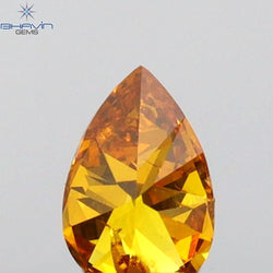 0.23 CT Pear Shape Natural Diamond Orange Color I1 Clarity (4.90 MM)