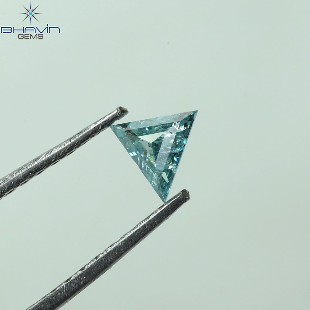 0.19 CT Triangle Shape Natural Diamond Blue Color I2 Clarity (4.64 MM)