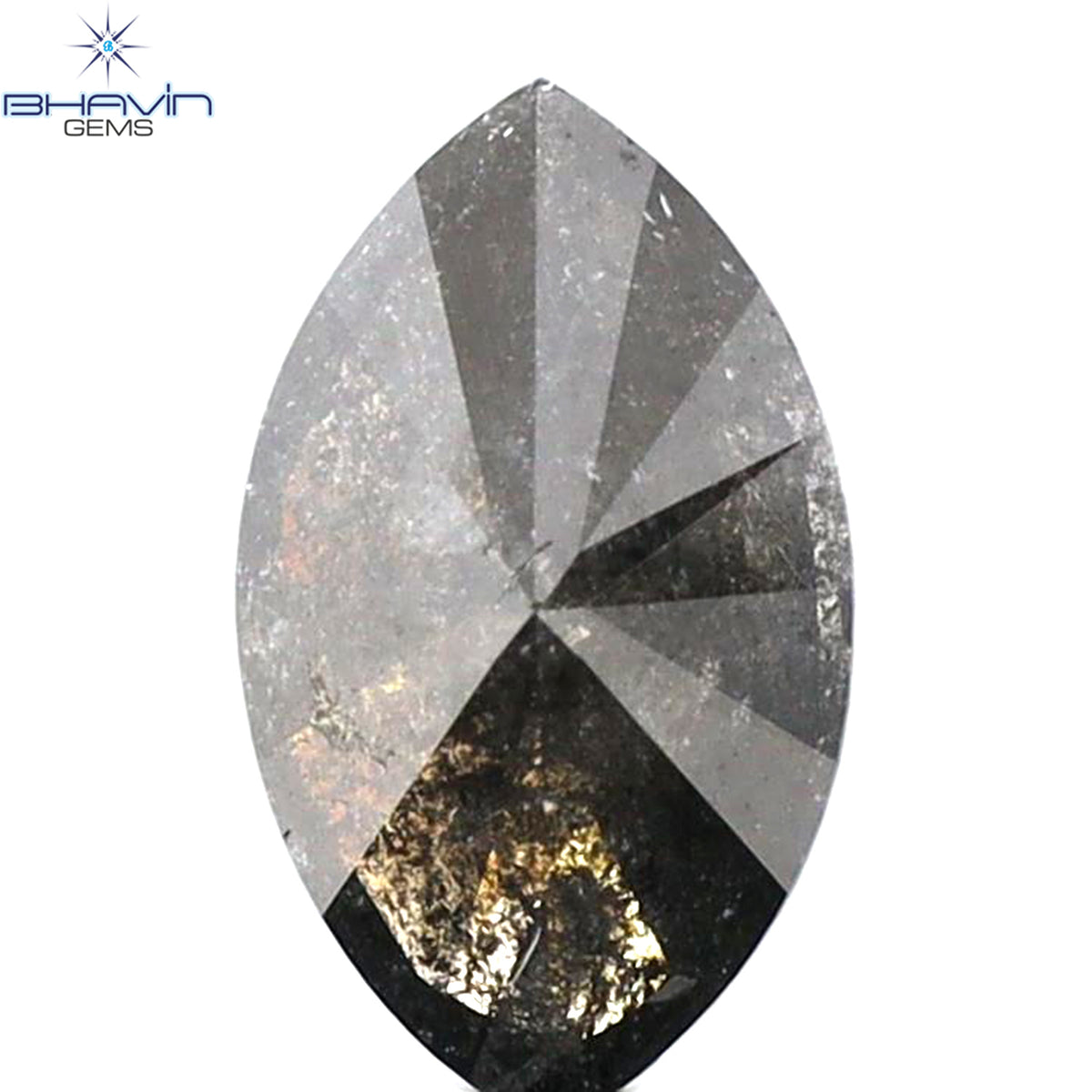 1.06 CT マーキスシェイプ 天然ルースダイヤモンド ブラック（ソルトアンドペッパー）カラー I3 クラリティ（9.08 MM）