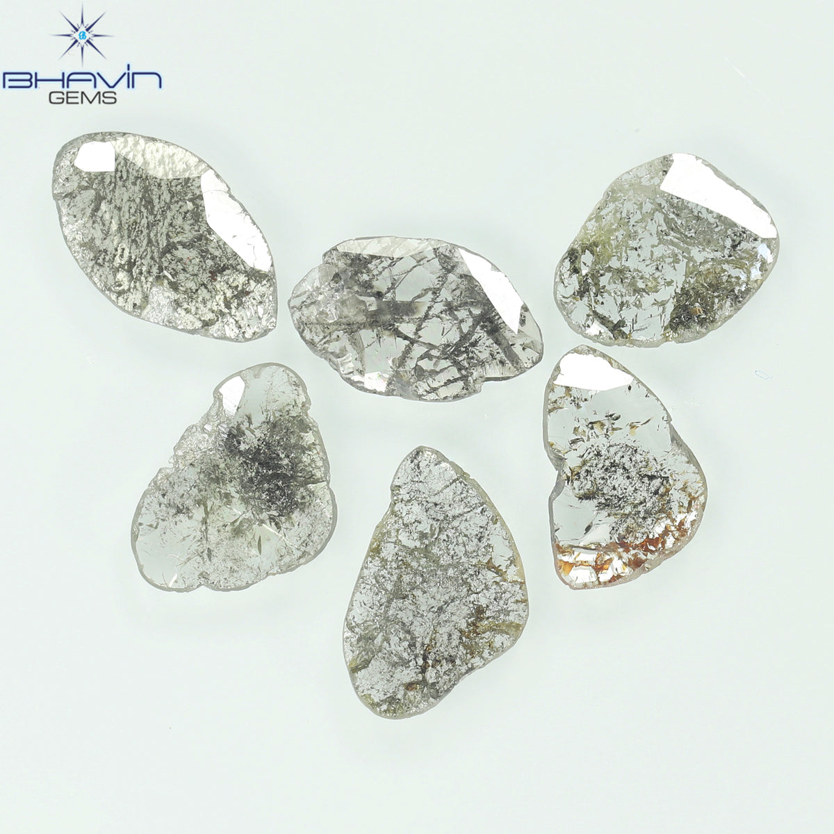 2.68 CT/6 Pcs Natural Slice Diamond Salt and Pepper Color Clarity I3 (10.12 MM)