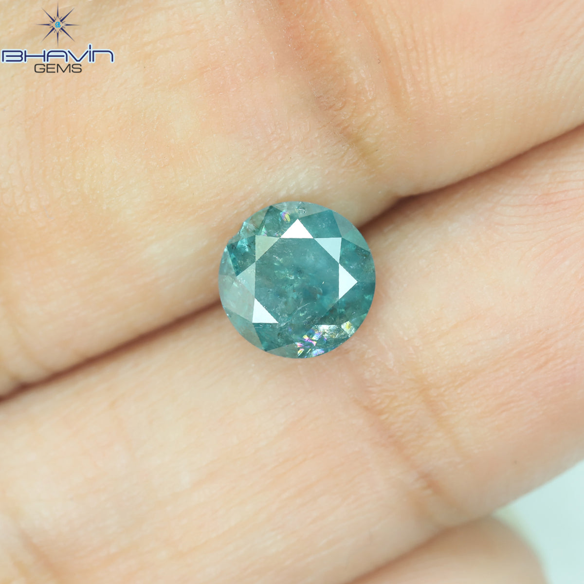 1.23 CT Natural Round Diamond Enhanced Blue Color Clarity I3 (6.57 MM)