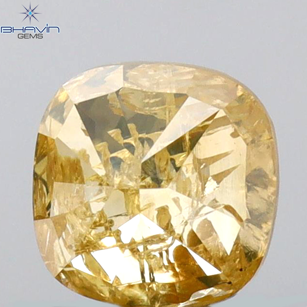 1.08 CT Cushion Shape Natural Diamond Brown Yellow Color I3 Clarity (5.71 MM)