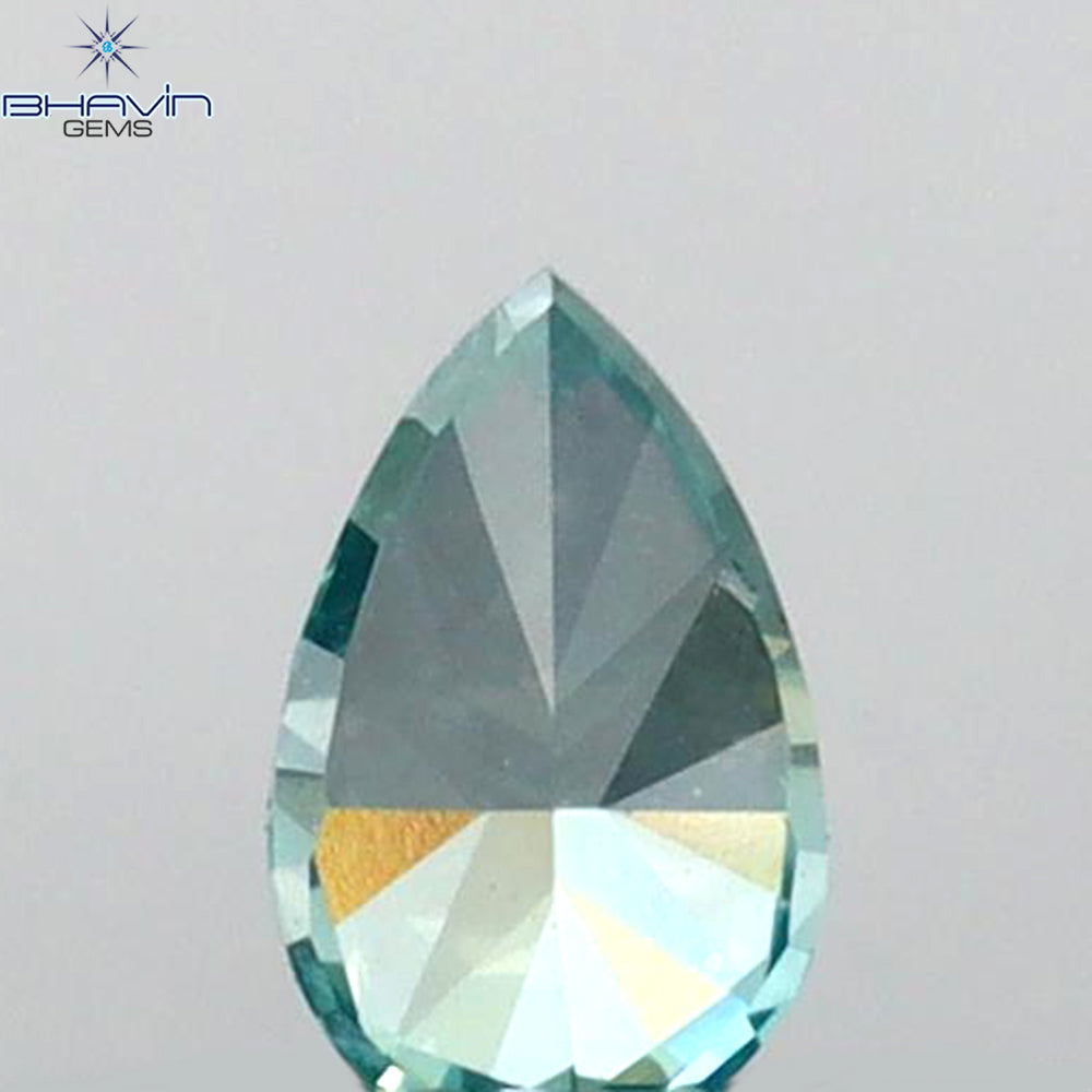 0.23 CT ペアシェイプ ナチュラル ダイヤモンド グリーン カラー I2 クラリティ (6.27 MM)