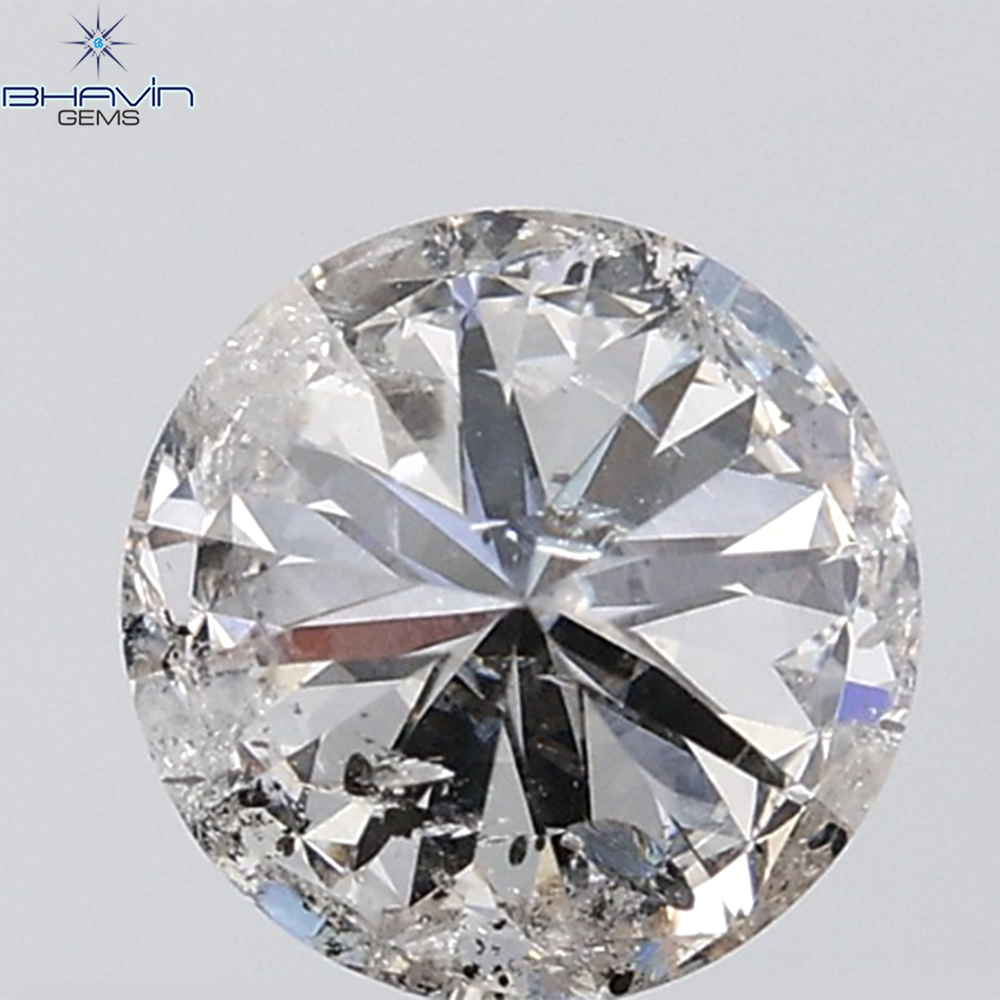 0.44 CT ラフシェイプ ナチュラル ダイヤモンド ブラック グレー (ソルト アンド パッパー) カラー I3 クラリティ (4.95 MM)