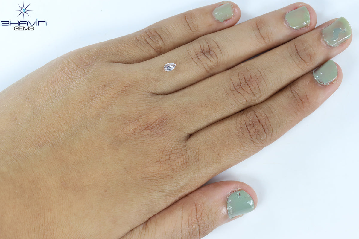 0.24 CT Natural Pear Diamond Pink Color Clarity I2 (4.52 MM)