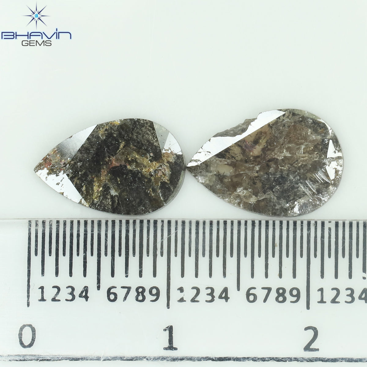 1.75 CT/5 ピース スライス形状 天然ダイヤモンド ソルト アンド ペッパー カラー I3 クラリティ (10.45 MM)
