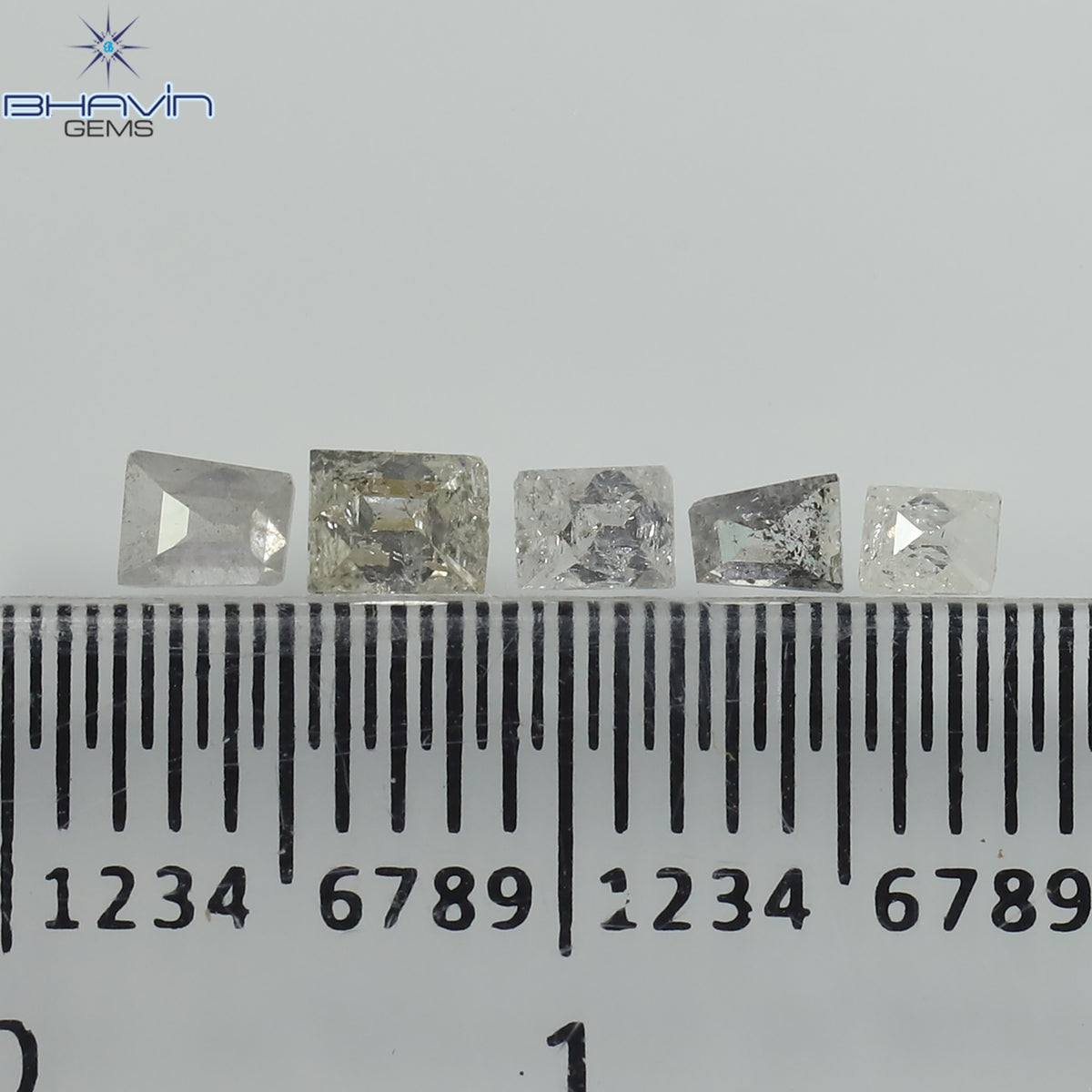 0.40 CT/5 Pcs Natural Square-Baguette Diamond Salt and Pepper Color Clarity I3 (3.21 MM)