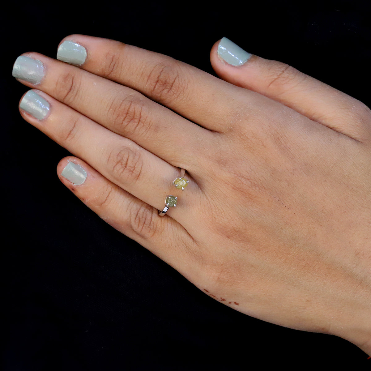 Natural Raw Diamond Open Cuff Ring