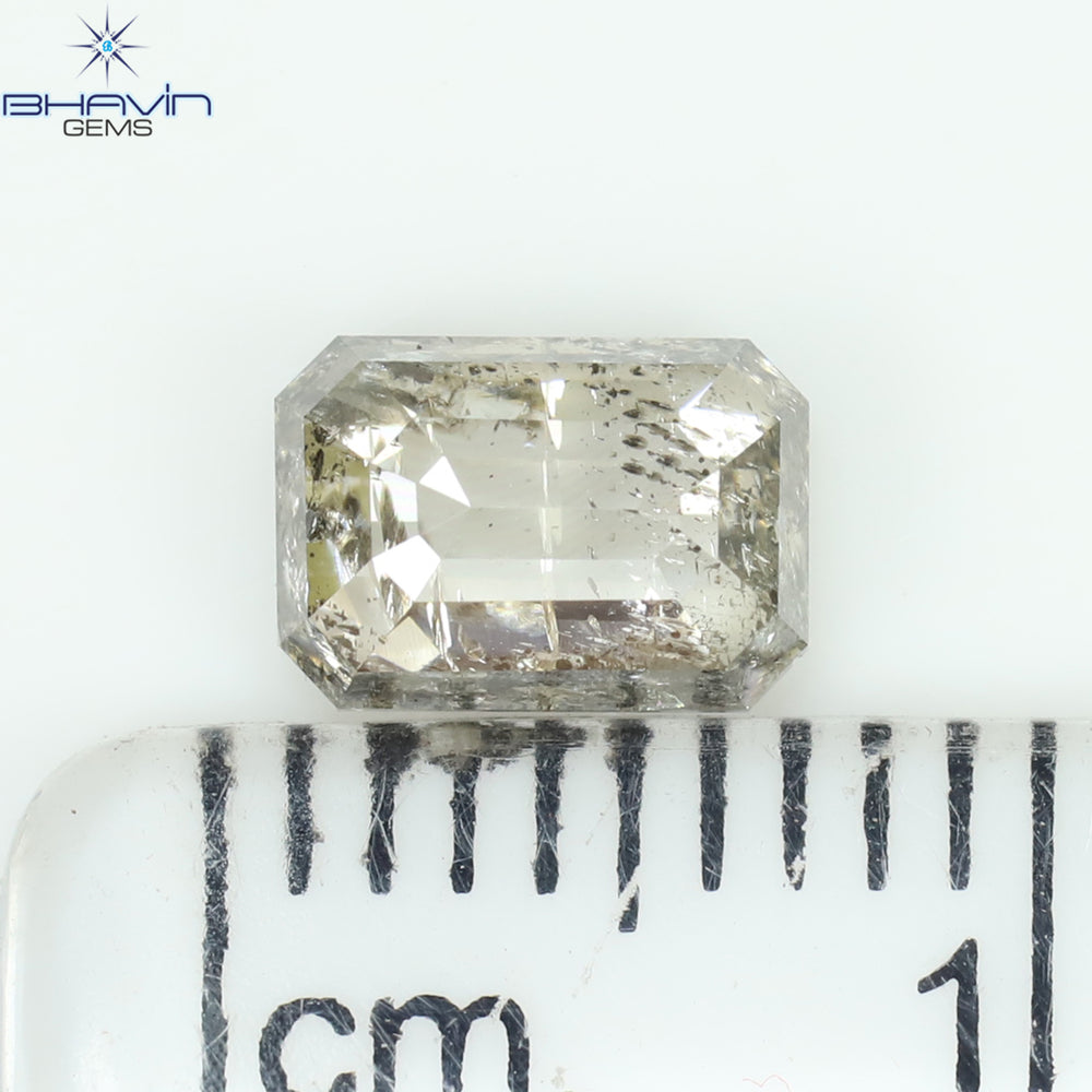 1.03 CT Emerald Shape Natural Diamond Salt And Pepper Color I3 Clarity (6.47 MM)