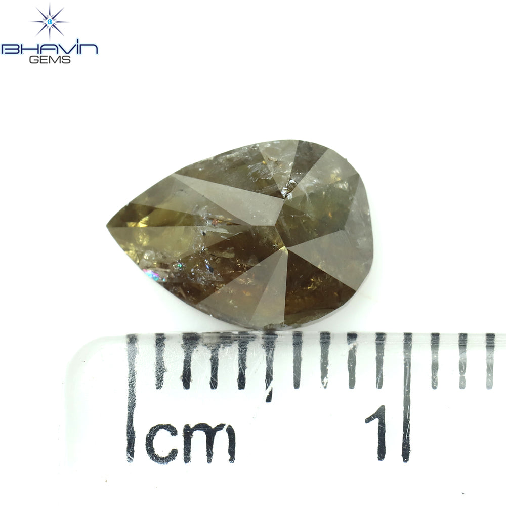 1.96 CT Pear Shape Natural Loose Diamond Brown Color I3 Clarity (9.80 MM)
