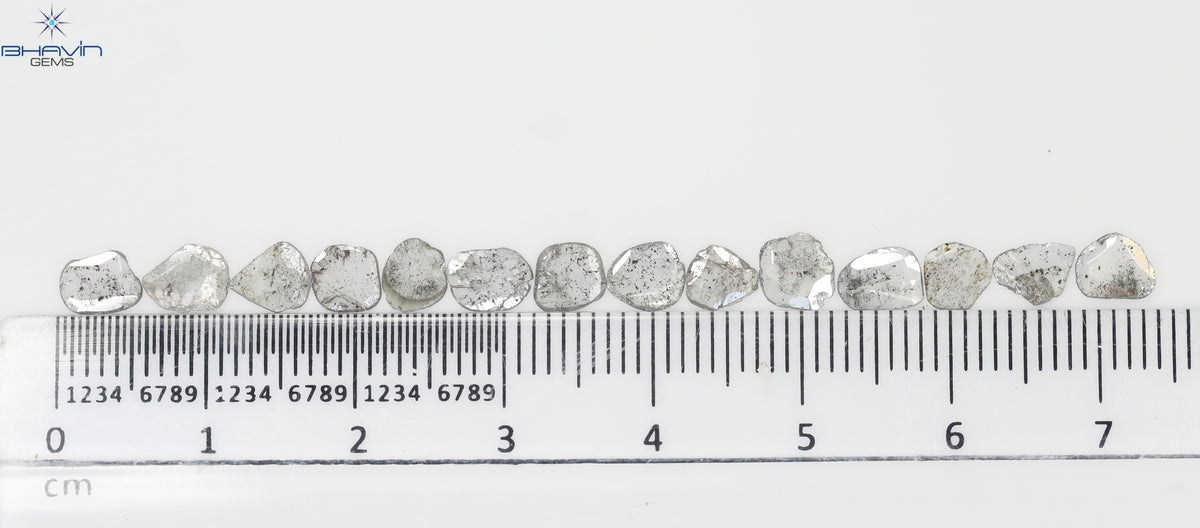 1.35 CT/2 ピース スライス形状 天然ダイヤモンド ソルト アンド ペッパー カラー I3 クラリティ (9.55 MM)