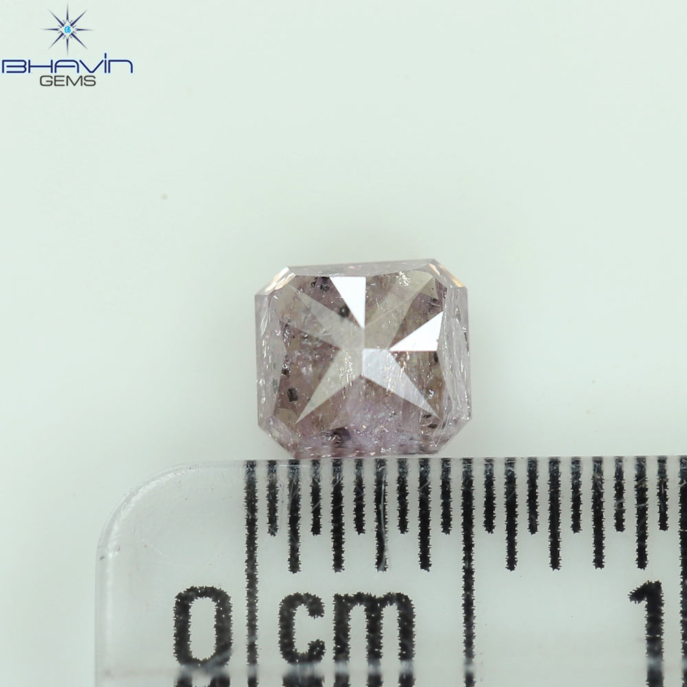0.74 CT Radiant Diamond Natural Pink Color I3 Clarity (4.93 MM)