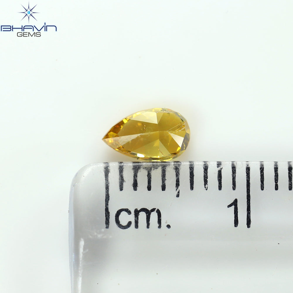 0.50 CT Pear Shape Natural Diamond Orange Color SI2 Clarity (6.31 MM)