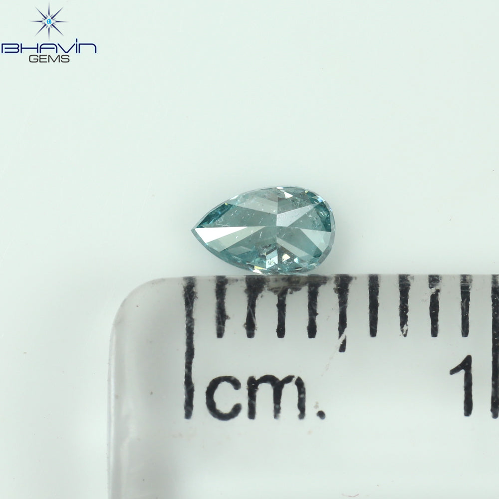 0.23 CT ペアシェイプ ナチュラル ダイヤモンド グリーン カラー I2 クラリティ (6.27 MM)