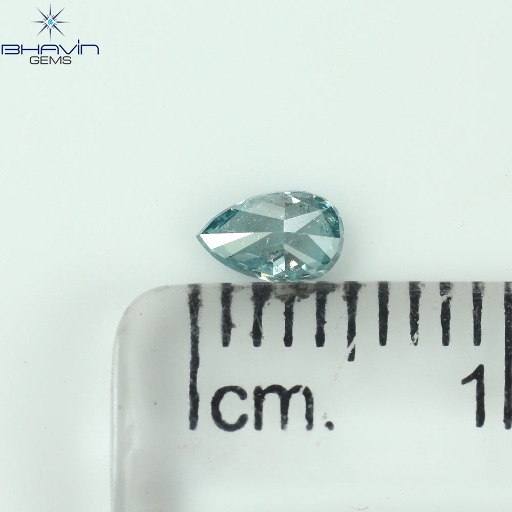 0.21 CT Pear Shape Natural Diamond Greenish Blue Color SI2 Clarity (4.72 MM)