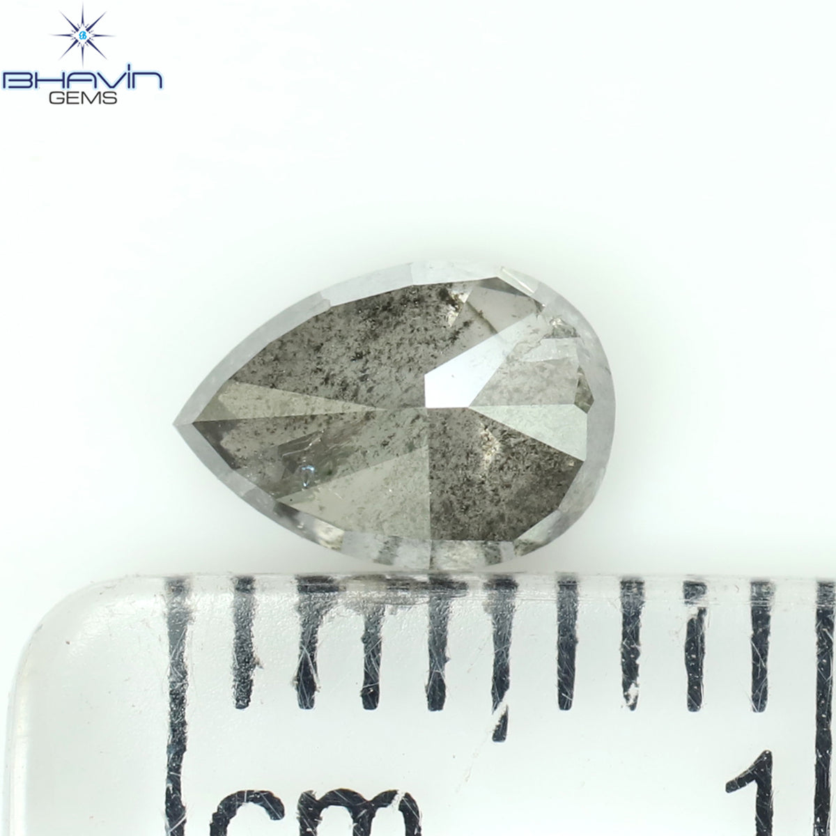 0.85 CT ペアシェイプ 天然ルースダイヤモンド ソルト＆ペッパーカラー I3 クラリティ (6.84 MM)