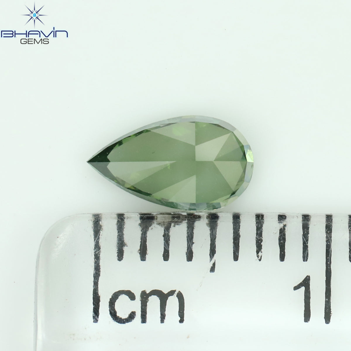 0.61 CT Natural Pear Diamond Enhanced Vivid Green Color Clarity VS2 (7.22 MM)