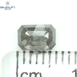 0.74 CT Emerald Shape Natural Diamond Salt And Pepper Color I3 Clarity (5.93 MM)