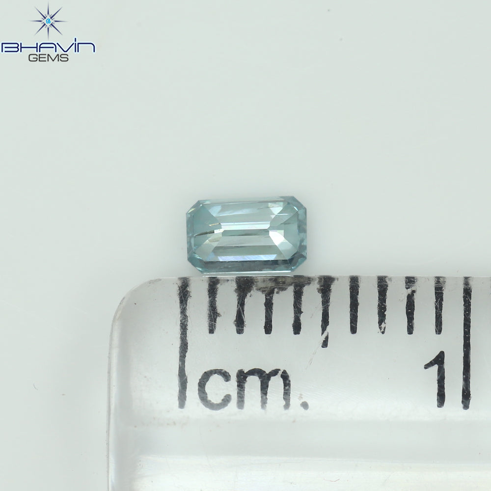 0.24 CT Emerald Shape Natural Diamond Blue Color I1 Clarity (4.29 MM)