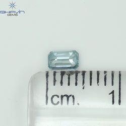 0.09 CT エメラルド シェイプ ナチュラル ダイヤモンド グリーンがかったブルー カラー VS1 クラリティ (3.58 MM)